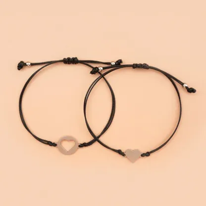 Mother and Daughter Love Heart Bracelet Set Back To School Gift Adjustable String Bracelet-Jessemade AU