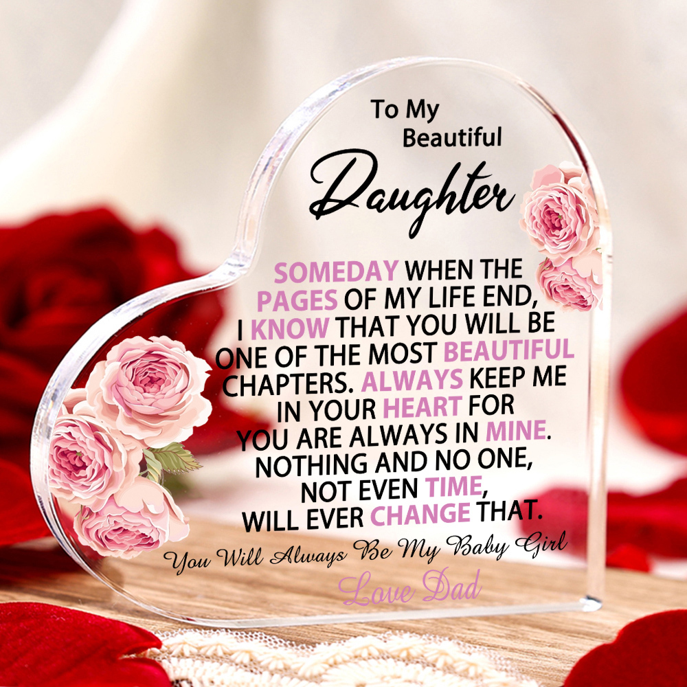 To My Beautiful Daughter Acrylic Heart Keepsake Heart Ornament - You Will Always Be My Baby Girl-Jessemade AU