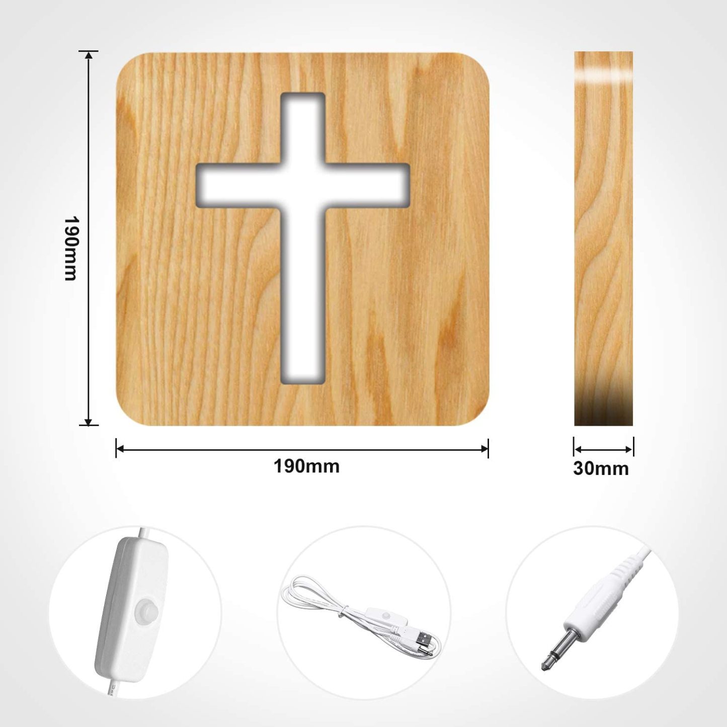 Cross Wooden Night Light-Jessemade AU
