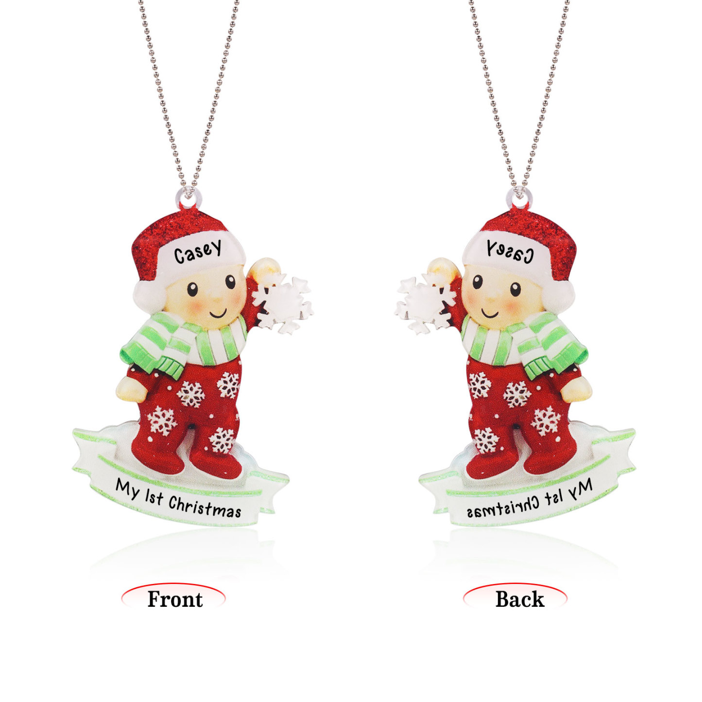 My First Christmas Personalised Acrylic Christmas Ornament Customised Name & Text Hanging Ornaments Christmas Gift for Boys Girls Babies-Jessemade AU