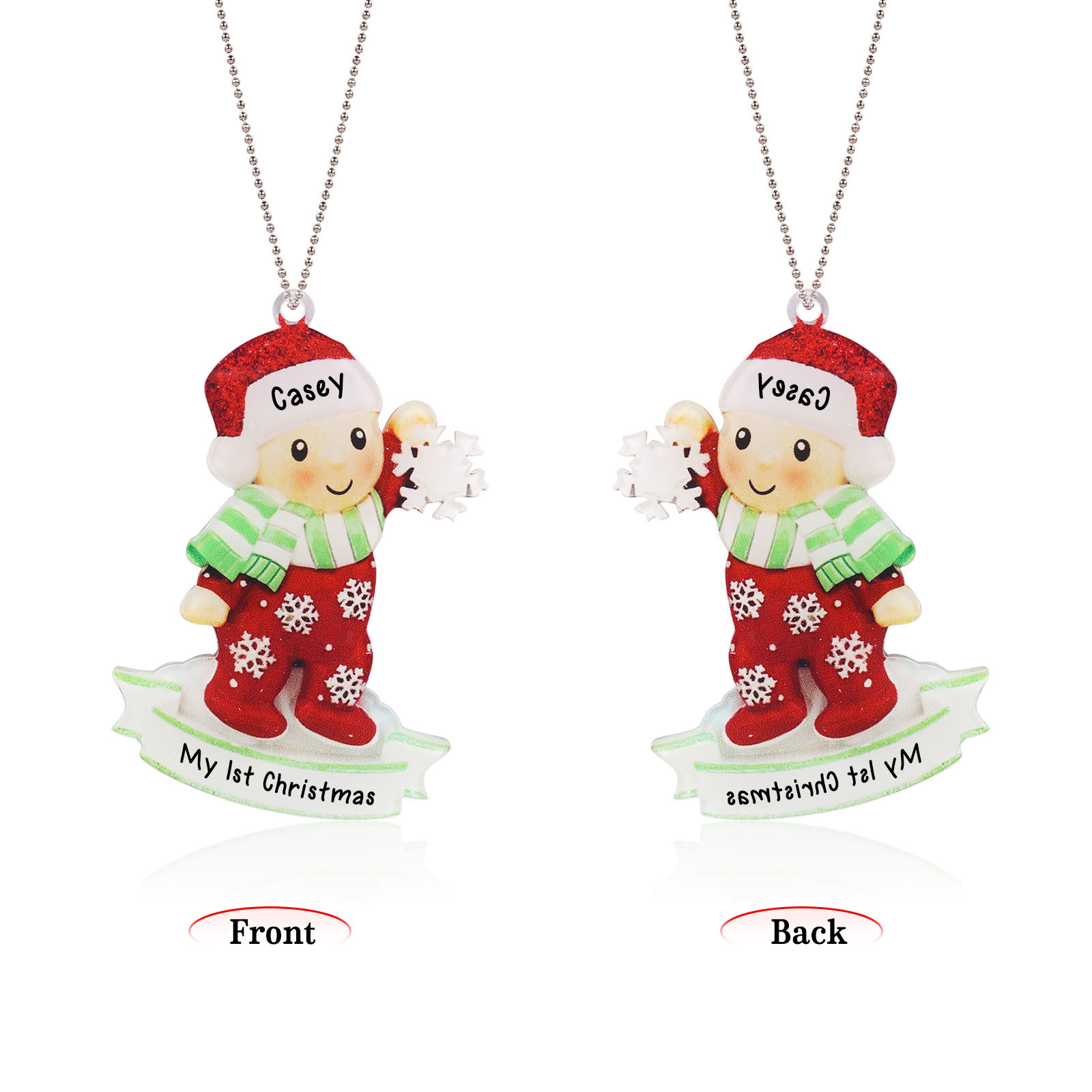 My First Christmas Personalised Acrylic Christmas Ornament Customised Name & Text Hanging Ornaments Christmas Gift for Boys Girls Babies-Jessemade AU