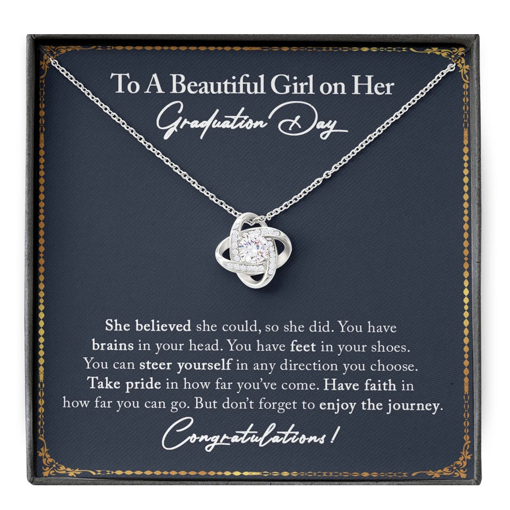 To A Beautiful Girl Love Knot Necklace Graduation Gift-Jessemade AU
