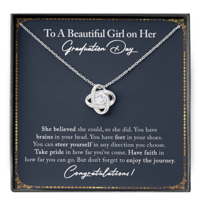 To A Beautiful Girl Love Knot Necklace Graduation Gift-Jessemade AU