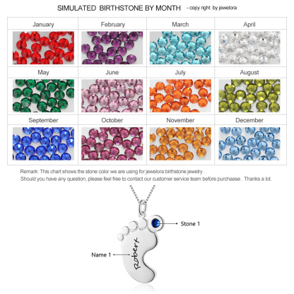 Mother’s Day Gifts Customised Baby Feet Pendant Necklace with Name and Birthstone for Mom-Jessemade AU