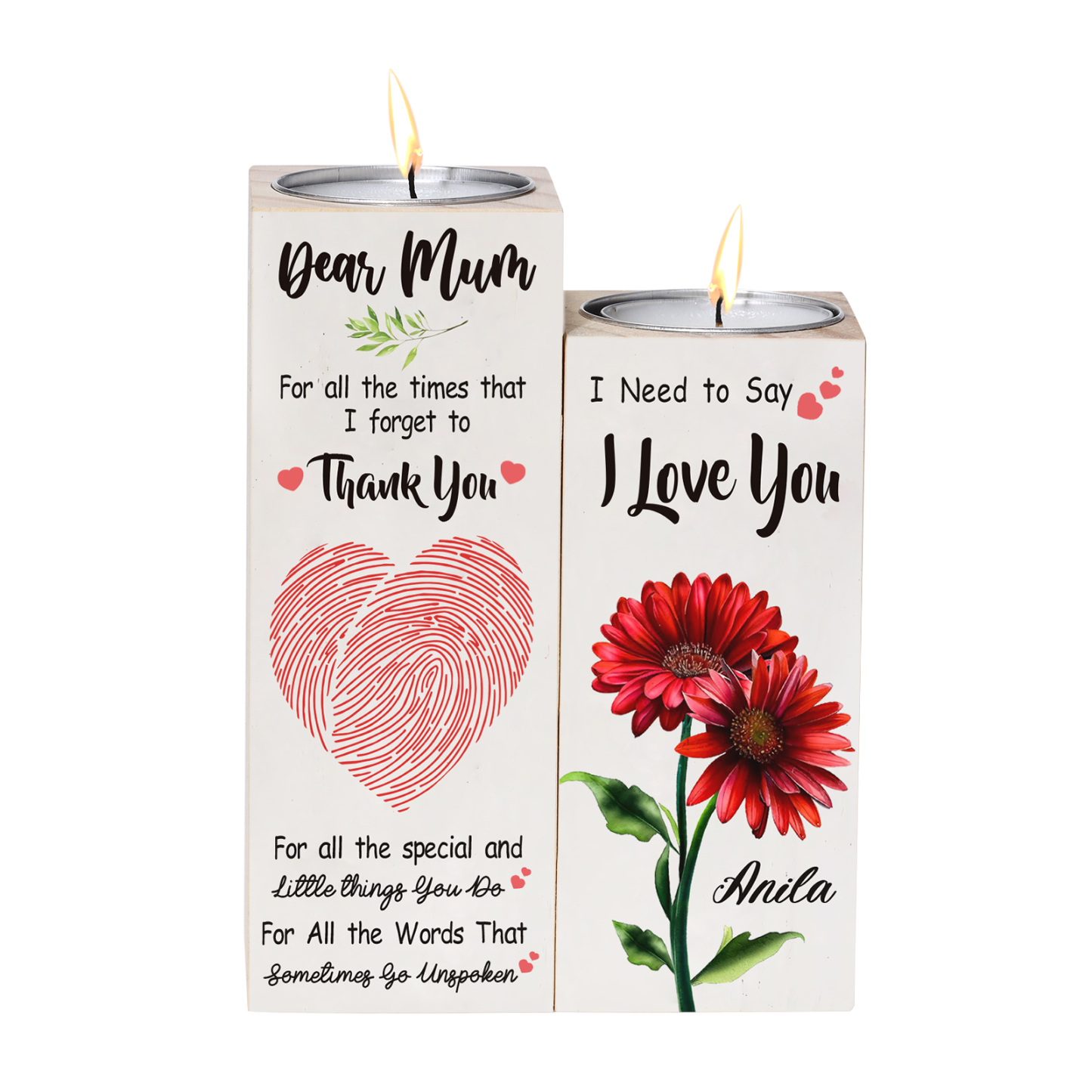 Dear Mum Candle Holder Custom Name Wooden Candlestick - For All The Times That I Forget To Thank You-Jessemade AU