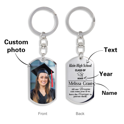 Custom Photo Keychain Class of 2024 Graduation Keyring-Jessemade AU