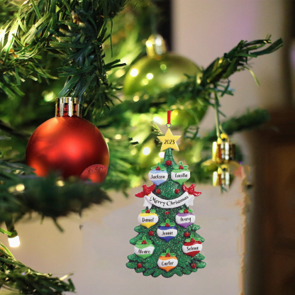 8 Names - Personalised Christmas Tree Ornaments Custom Text & Year Wooden Christmas Pendant Gifts for Family Friends-Jessemade AU