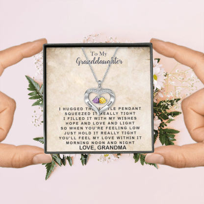To My Granddaughter Custom Heart Necklace with Birthstones Gift-Jessemade AU