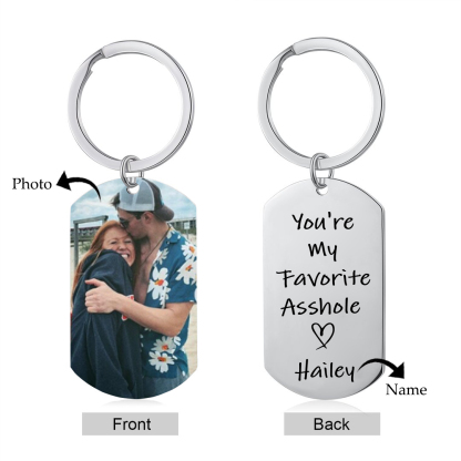 Personalised Photo Keychain Custom 1 Name Keychain - You're My Favourite Asshole - Valentine's Day Gifts for Him-Jessemade AU
