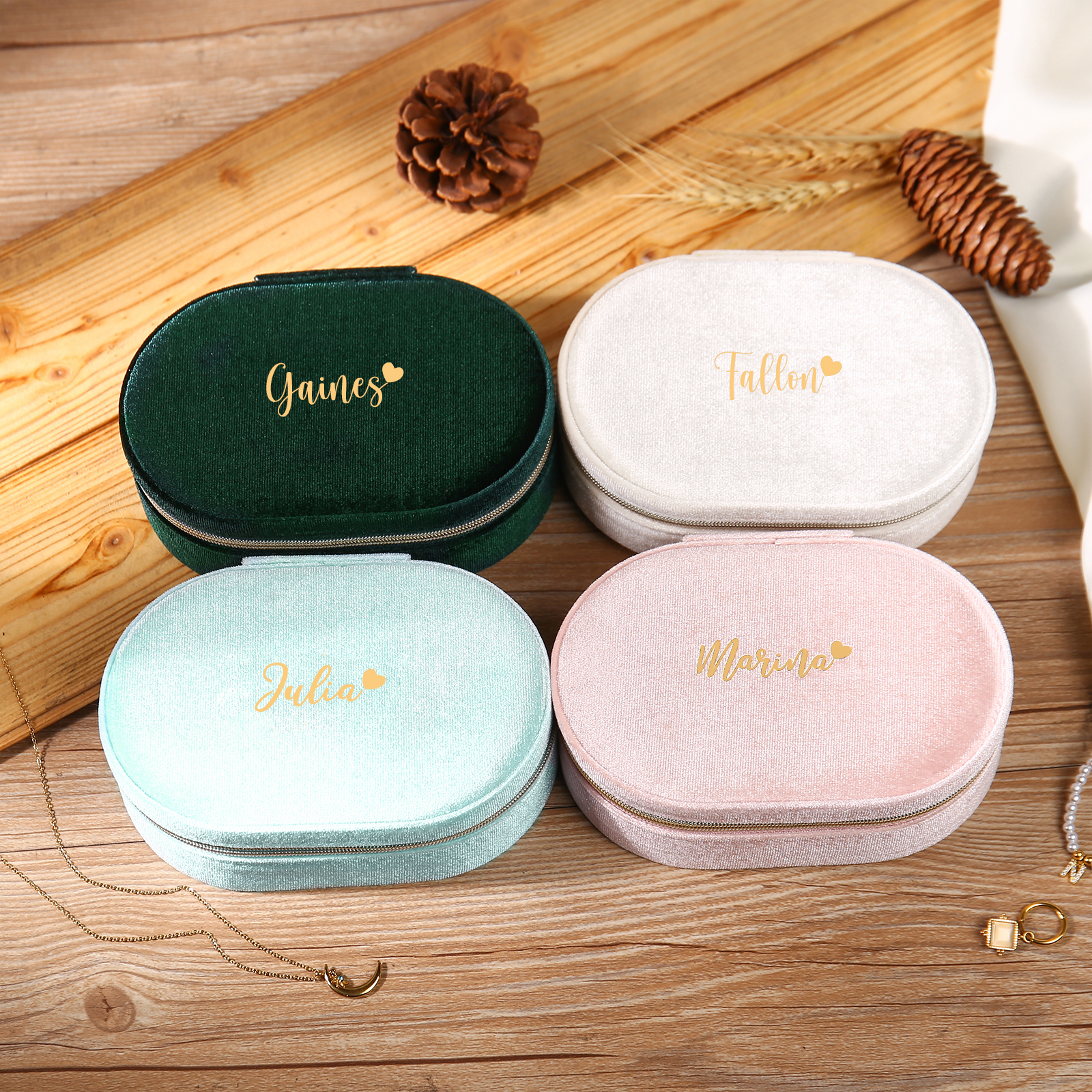 Personalised Name Jewelry Storage Box Zipper Custom Travel Jewelry Box Gifts for Ladies Girls-Jessemade AU