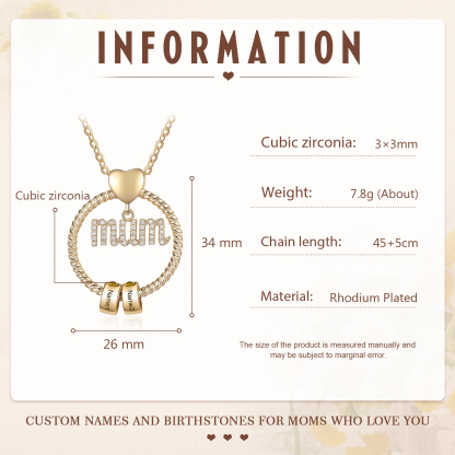 2 Names - Personalised Mum Circle Pendant Necklace Custom Names & Birthstones Necklace Gifts For Mum-Jessemade AU
