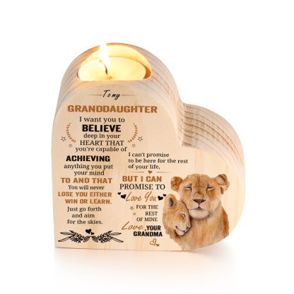 To My Granddaughter Wooden Heart Candle Holder "love you for the rest of mine"-Jessemade AU