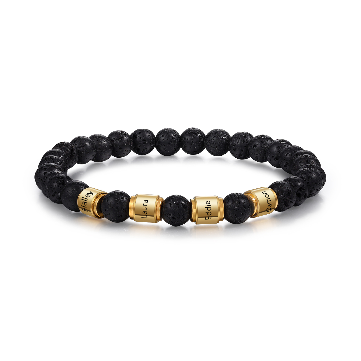 4 Names - Personalised Men's Bracelet Customised Name Beaded Bracelet Volcanic Stone Bracelet Gift for Him-Jessemade AU