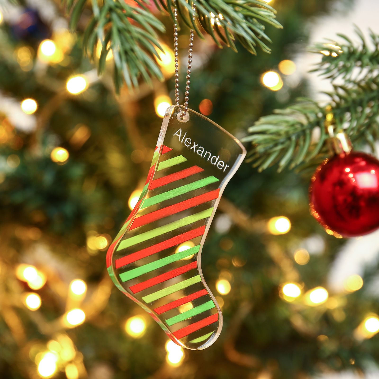 Personalised Acrylic Christmas Sock Ornaments Customised 1 Name Xmas Pendant Gifts for Boys Girls-Jessemade AU