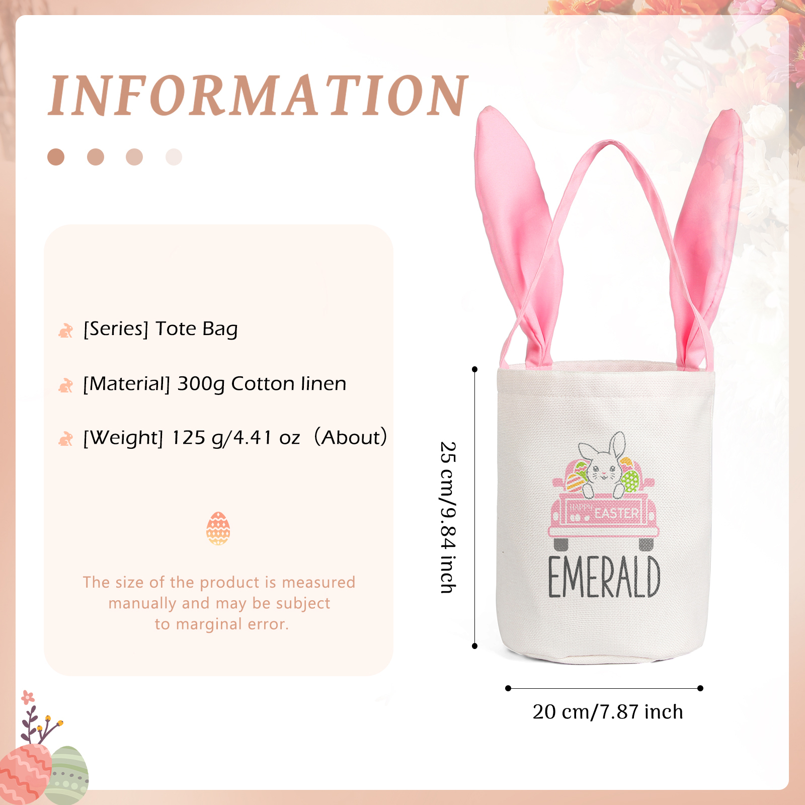 Easter Bunny Tote Bag Personalised Name & Text Bucket Bag Bunny Truck Basket Gifts For Kids-Jessemade AU
