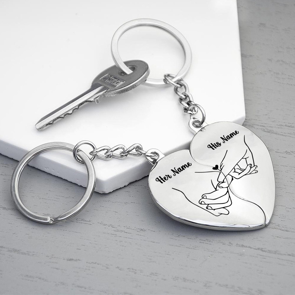 Pinky Swear Personalised Couple Keychain Custom 2 Names Keyring Matching Couple Gifts Valentine's Day Gift for Him/Her-Jessemade AU