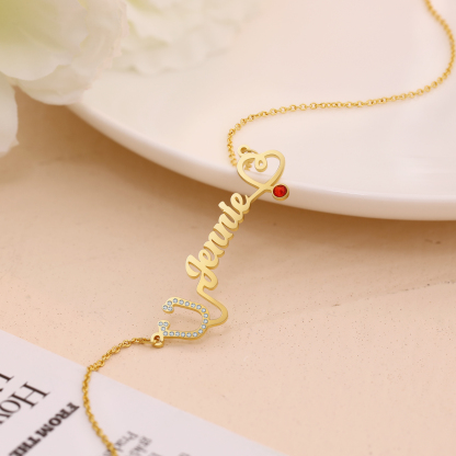 Personalised Stethoscope Necklace Custom 1 Name Necklace Gift For Women-Jessemade AU