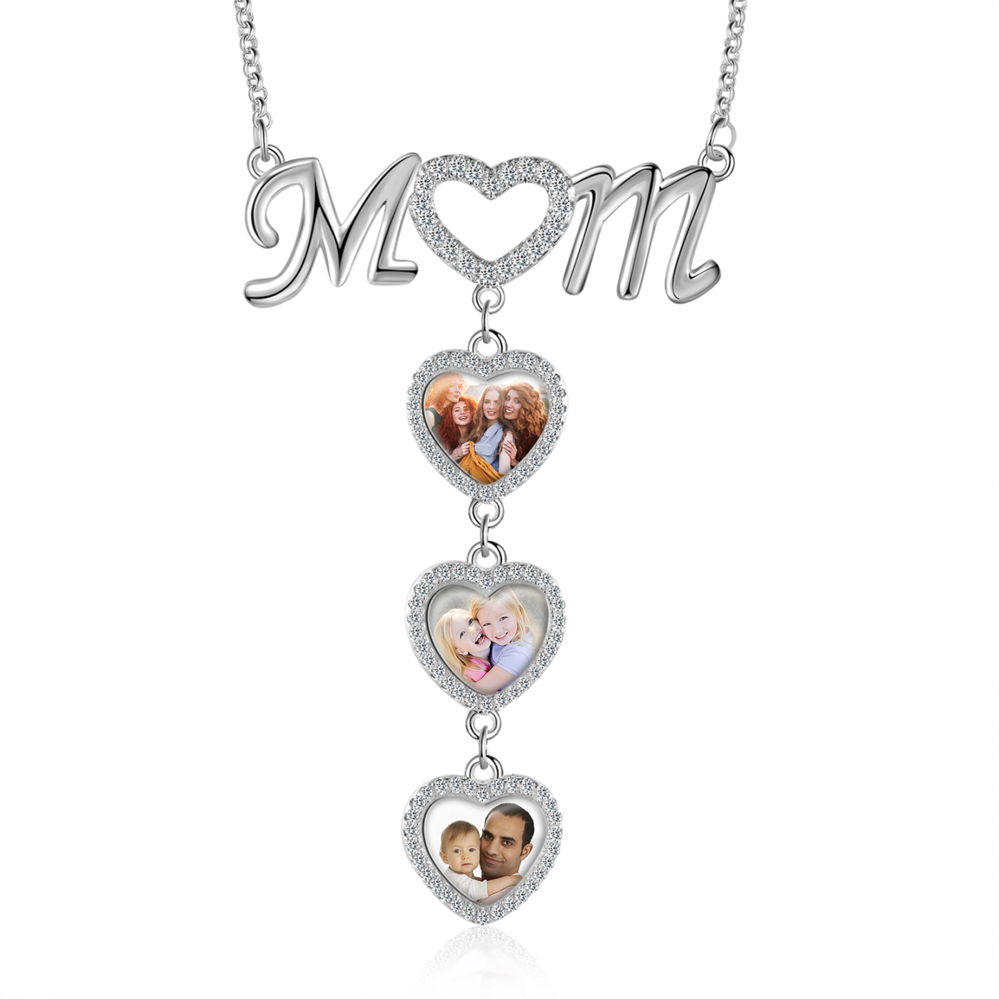 Mother's Day Gifts Personalised Mom Necklace Custom 3 Photos Heart Necklace for Mom-Jessemade AU