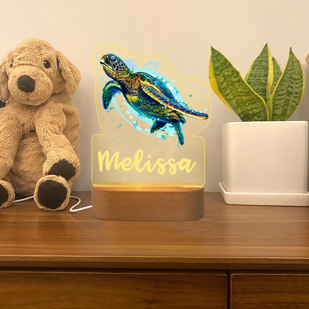 Personalised Name Sea Turtle Night Light LED Lamp Gifts For Kids-Jessemade AU