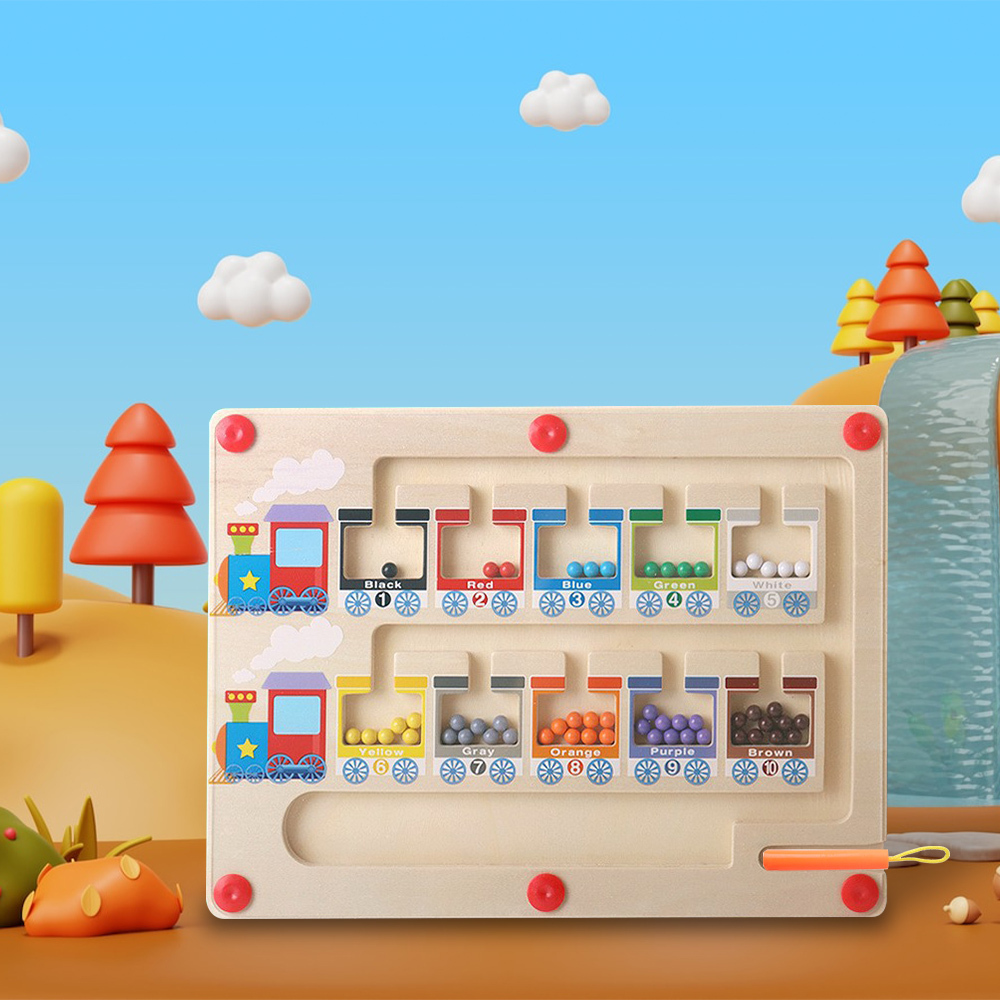 Magnet Maze Train Toy Wooden Magnetic Counting Board Set With Math Pen Number & Colour Maze Game Educational Toy Gift for Kids-Jessemade AU