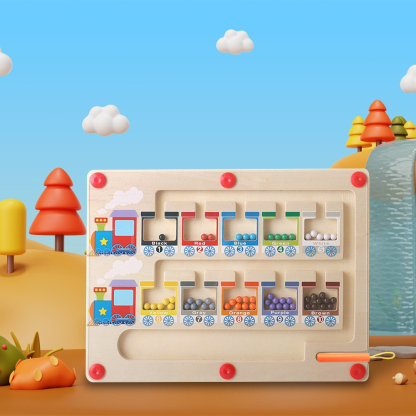 Magnet Maze Train Toy Wooden Magnetic Counting Board Set With Math Pen Number & Colour Maze Game Educational Toy Gift for Kids-Jessemade AU