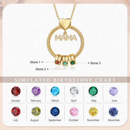 3 Names - Personalised Mama Circle Pendant Necklace Custom Names & Birthstones Necklace Mother's Day Gifts-Jessemade AU