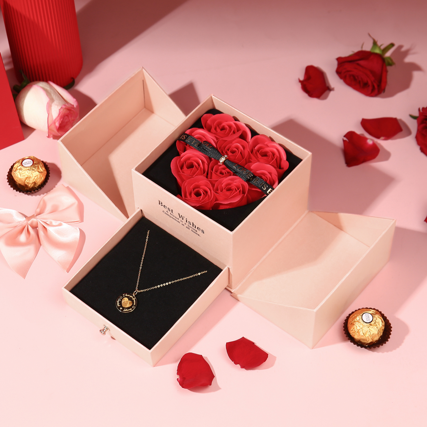 Red Rose Exquisite Jewelry Box Storage Box Valentine's Day Gift Packaging Box-Jessemade AU