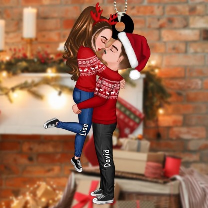Personalised Couple Hugging Christmas Ornaments Customised 2 Names Acrylic Hanging Ornament Gifts for Couples-Jessemade AU