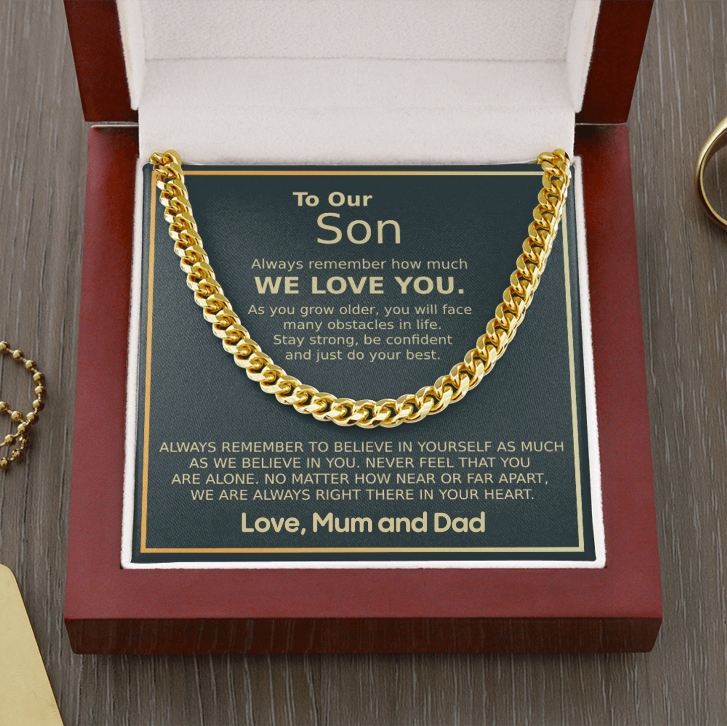 To Our Son Necklace Cuban Link Chain Necklace Gift Set - Always Remember How Much We Love You-Jessemade AU