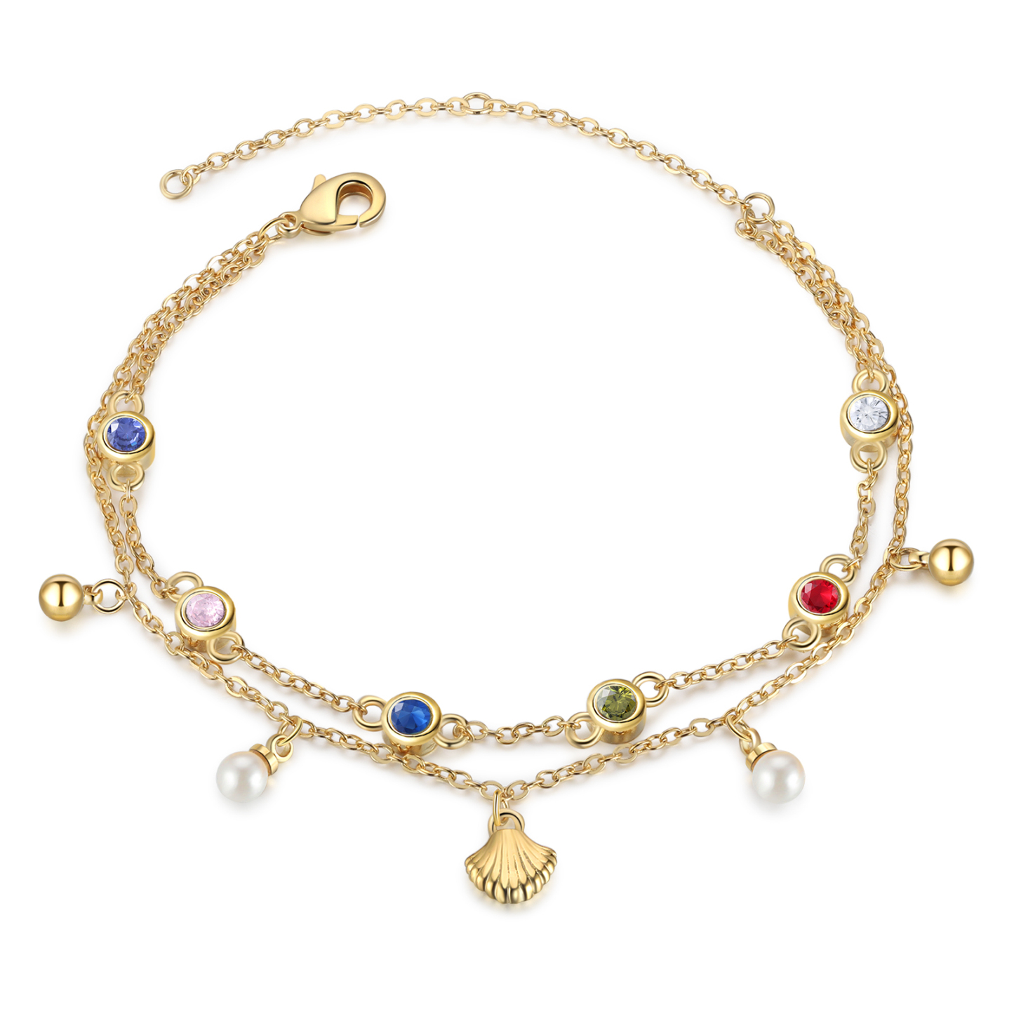 Personalised Women's Bracelet Custom 5 Birthstones Bracelet Gold Adjustable Bracelet Birthday Gift for Her-Jessemade AU