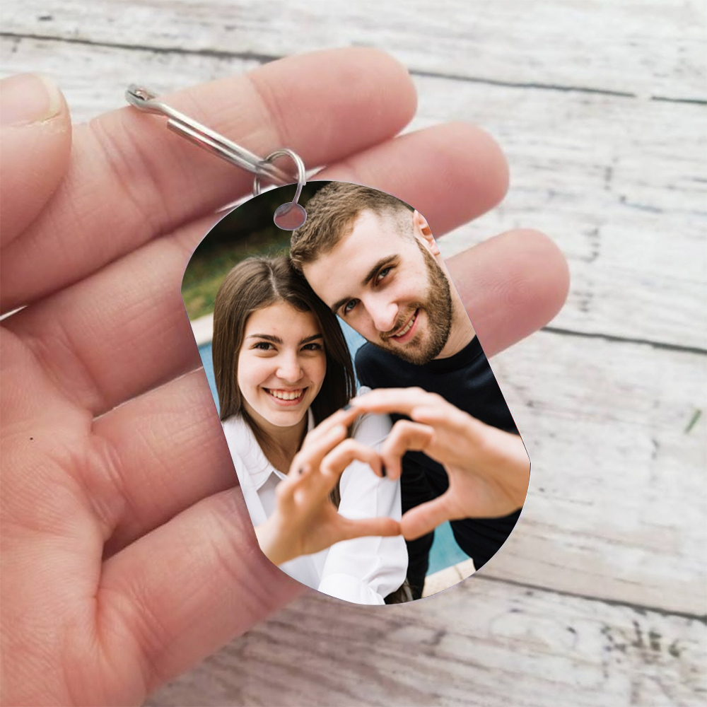 Couple Photo Keychain Customised Text & Date Keyring Calendar Valentine's Day Gifts for Him/Her-Jessemade AU