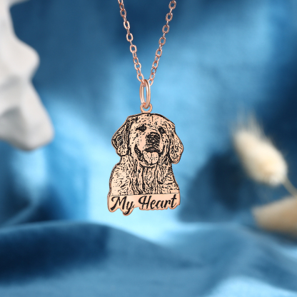 Pet Personalised Photo Necklace Engraved 1 Name Pet Memorial Cat Dog Necklace-Jessemade AU