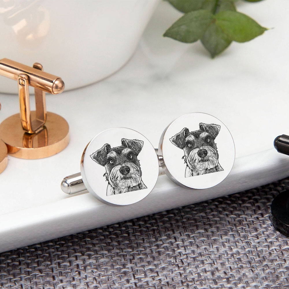 Personalised Men's Cufflinks Custom 2 Photos Circle Metal Cufflinks Pet Photo Memorial Gift-Jessemade AU