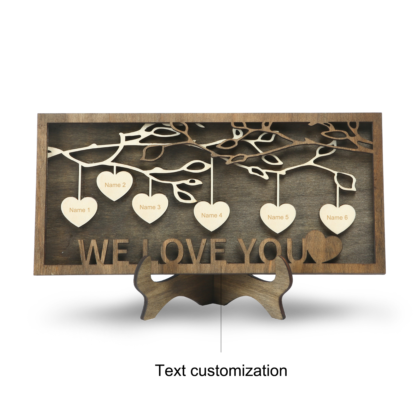 Custom Family Tree Sign Engrave 6 Names Wooden Family Frame Home Decor-Jessemade AU