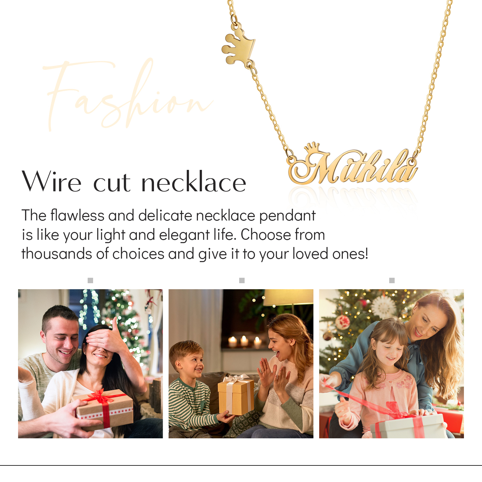 Crown Name Necklace Personalised Name Necklaces Christmas Gift For Her-Jessemade AU