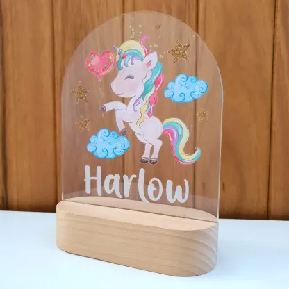 Personalised Rainbow Unicorn Night Light Custom Name LED Lamp Baby Gift for Kids-Jessemade AU