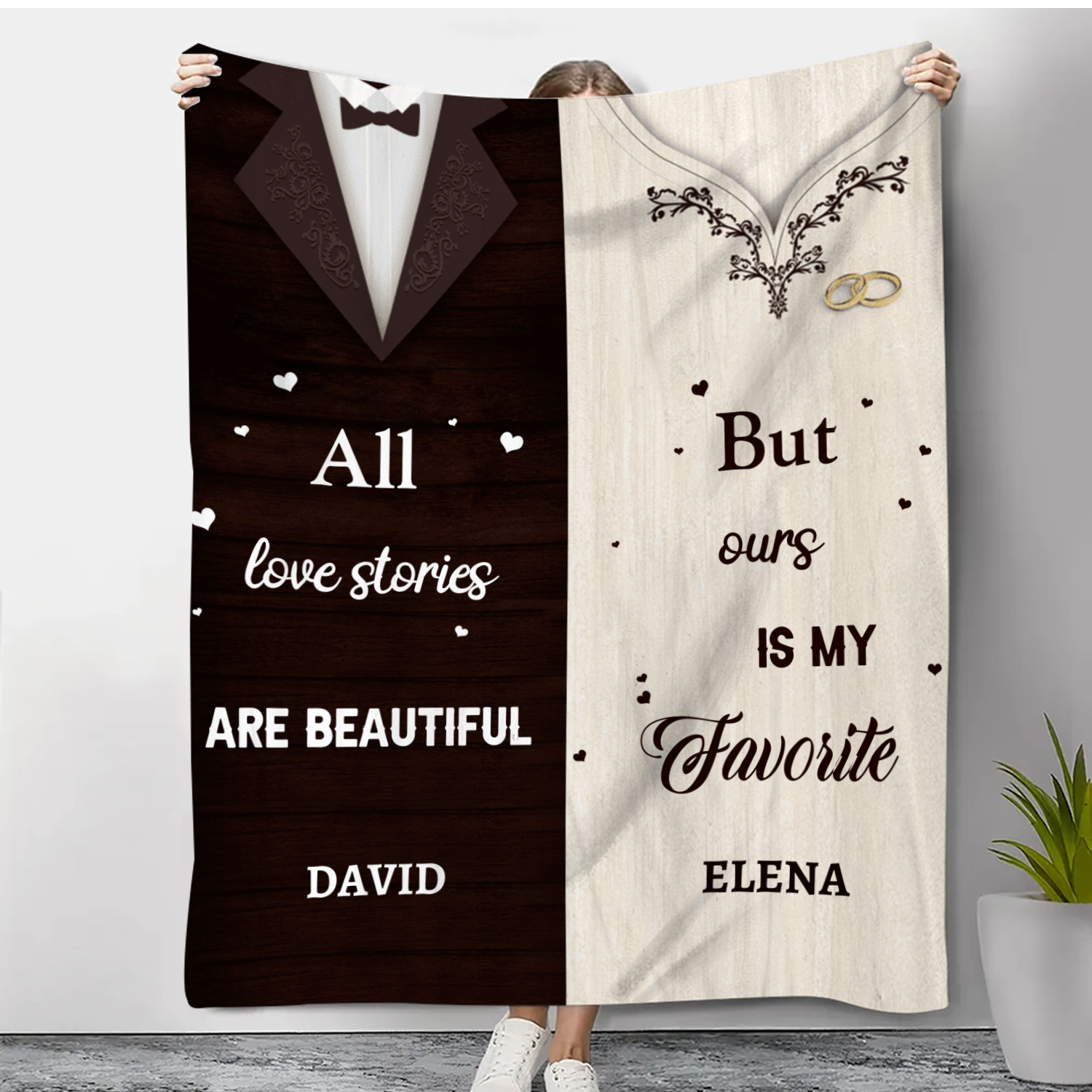 Personalised 2 Names Blanket Valentine's Day Gifts for Couples - All Love Stories Are Beautiful, But Ours Is My Favourite-Jessemade AU