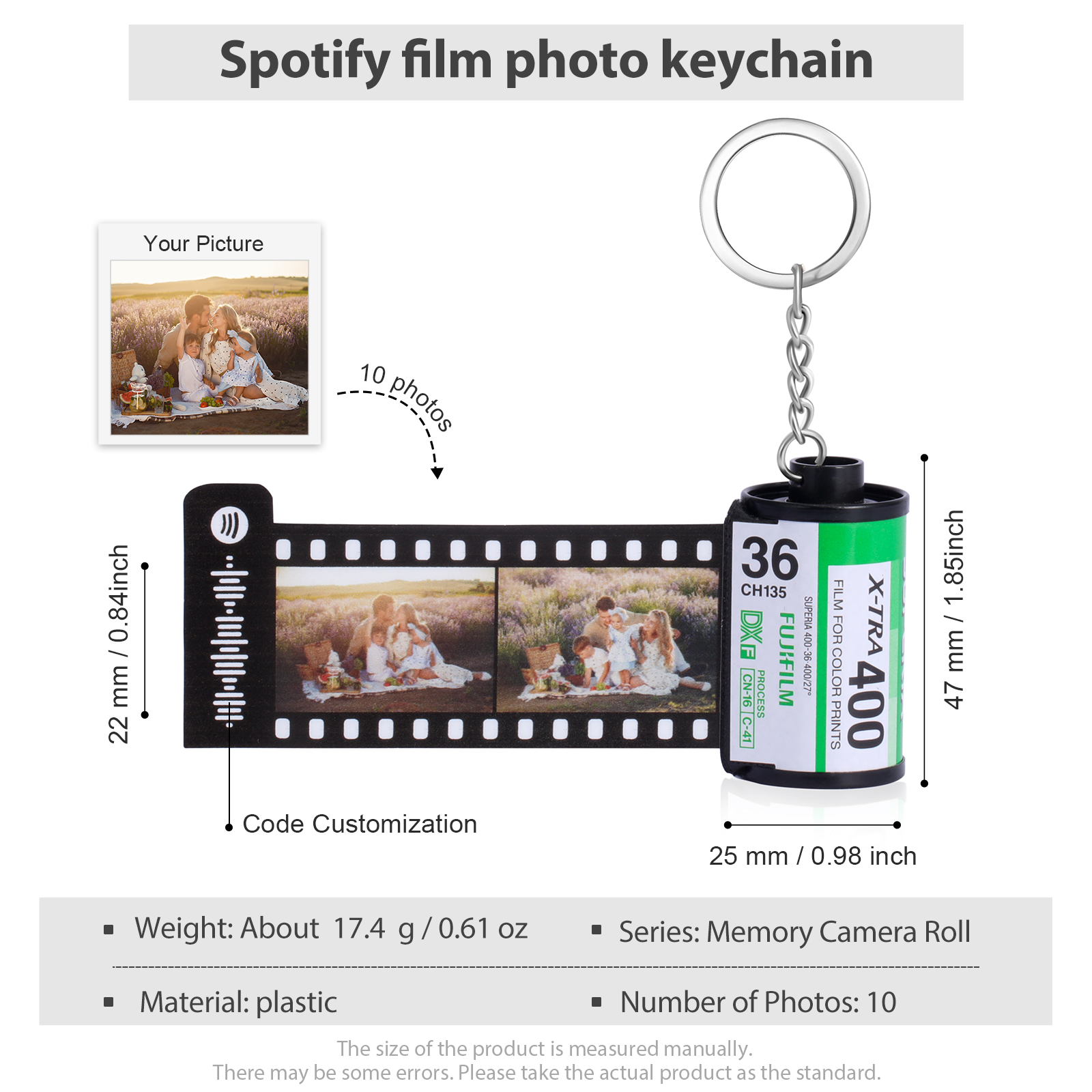 Personalised Spotify Code Memory Camera Roll Photo Keychain-Jessemade AU