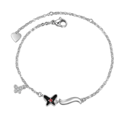 Personalised Butterfly Bracelet With 1 Birthstone Engrave Name Necklace Gift For Women-Jessemade AU