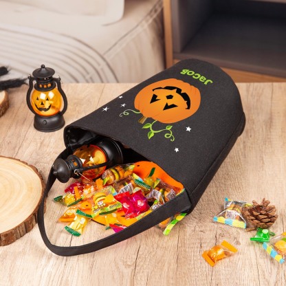 1 Name - Personalised Halloween Tote Bags Bucket Bag Halloween Trick or Treat Candy Bags for Children-Jessemade AU