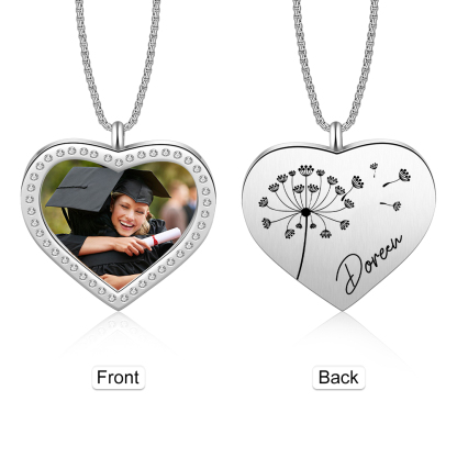 Personalised Graduation Necklace Custom Name & Photo Heart Pendant Necklace Gift for Her-Jessemade AU