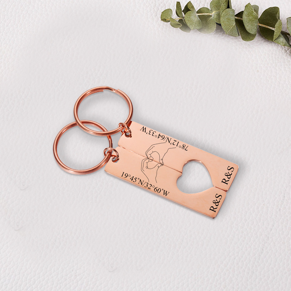Personalised Couple Keychain Set Customised Letters & Text Matching Keyring Valentine's Day Gift for Couples-Jessemade AU