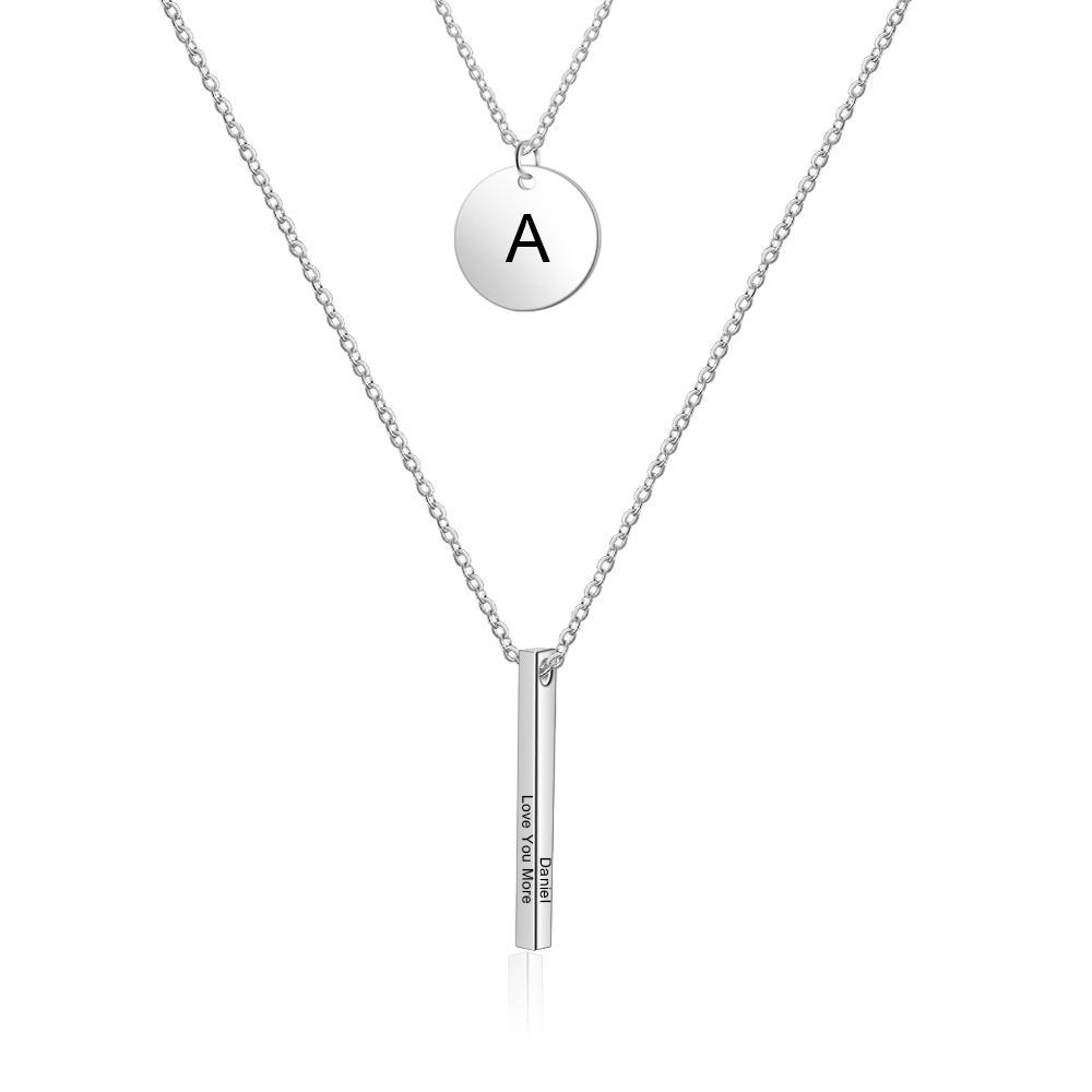 Personalised A-Z Letter Initial Vertical Bar Necklace-Jessemade AU