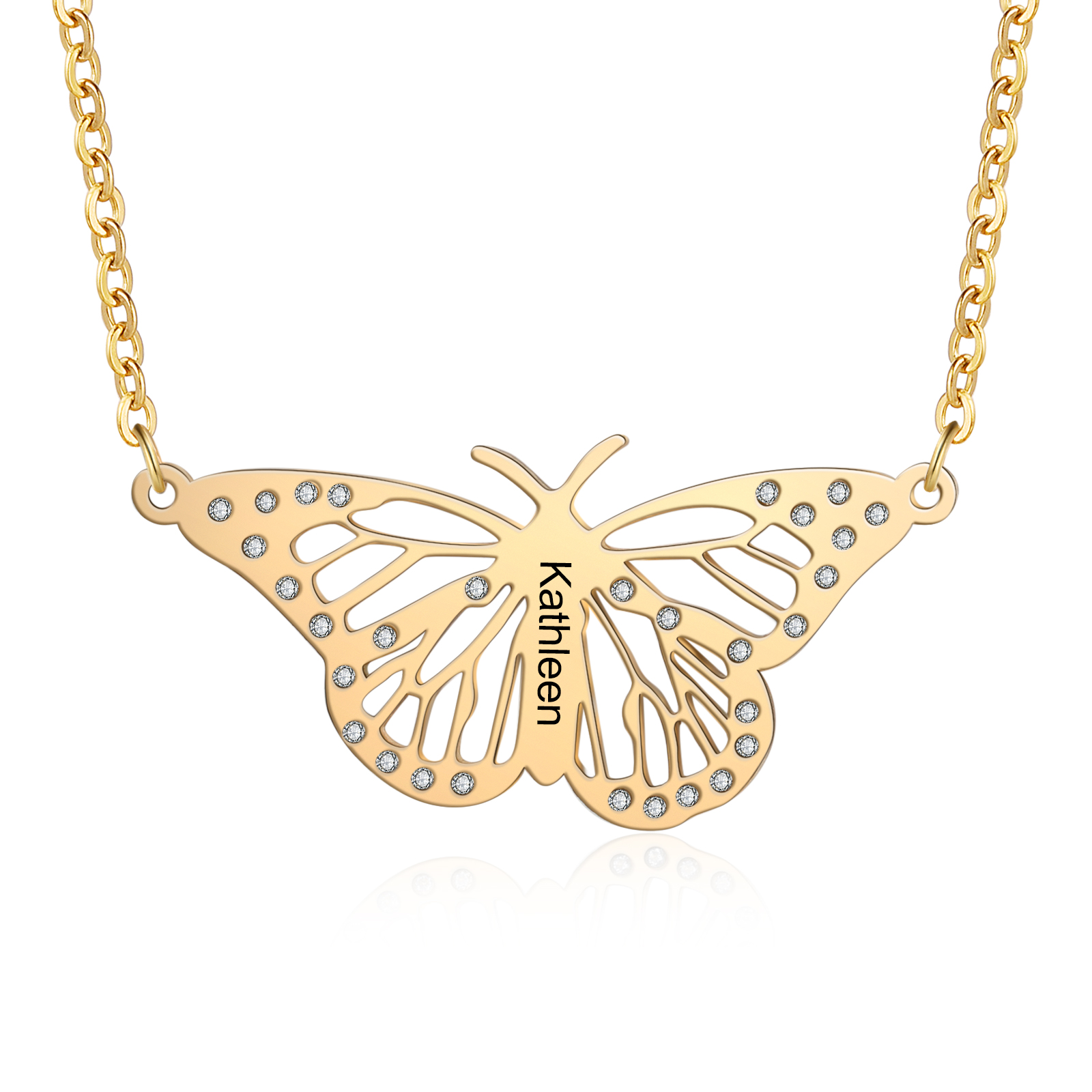 Personalised Butterfly Name Women's Necklace-Jessemade AU