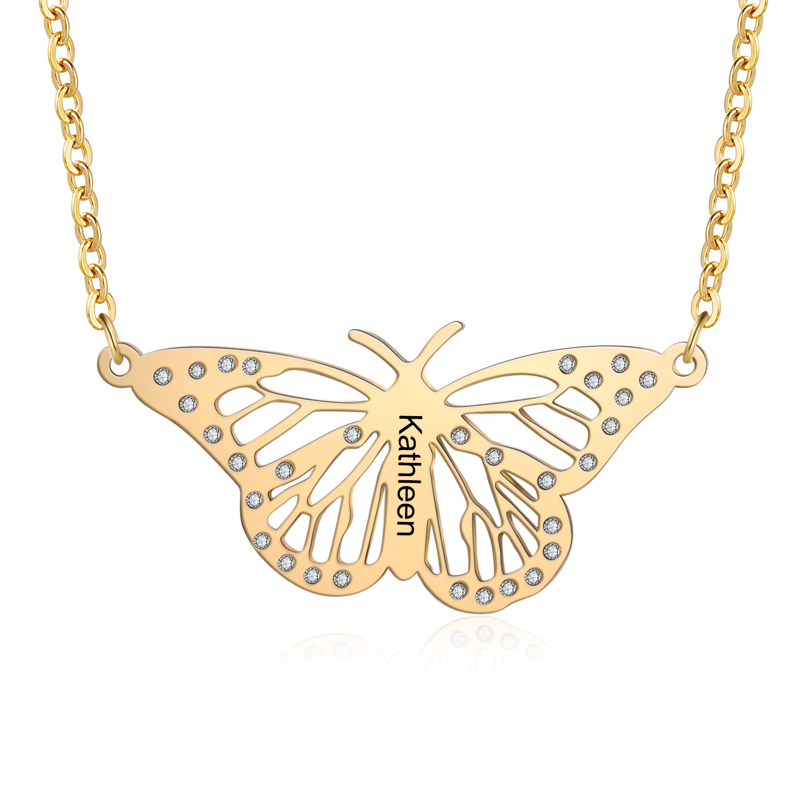 Personalised Butterfly Name Women's Necklace-Jessemade AU