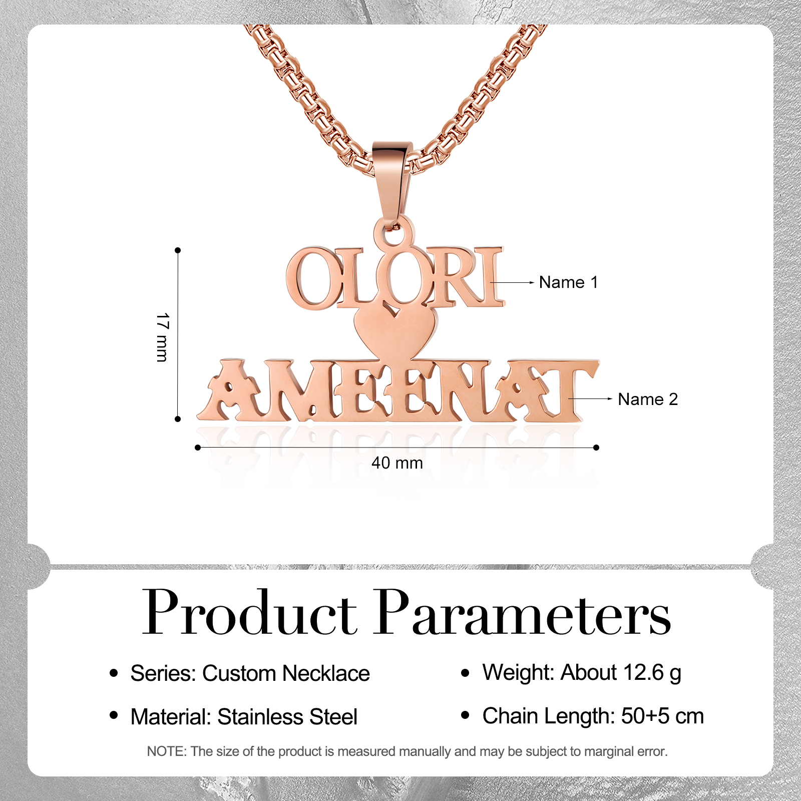 Personalised Heart Name Necklace Custom 2 Names Necklaces Romantic Gift For Her