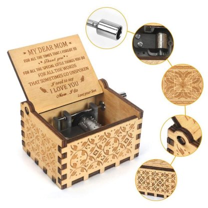 To My Dear Mom-Exquisite Wooden Music Box From Son To Mom-Jessemade AU