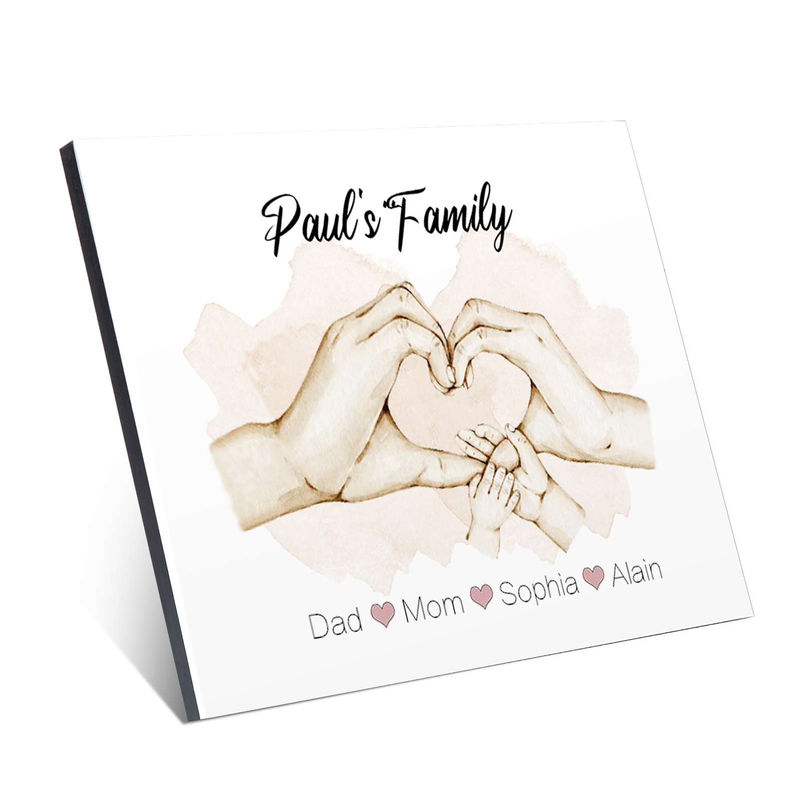 Personalised Heart Holding Hands Picture Board Custom 4 Names Family Keepsake Wood Signs Photo Frame-Jessemade AU