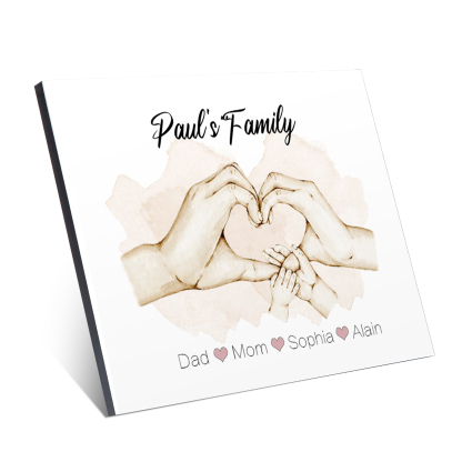 Personalised Heart Holding Hands Picture Board Custom 4 Names Family Keepsake Wood Signs Photo Frame-Jessemade AU