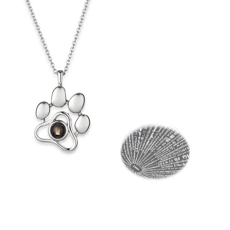 Personalised 100 Languages Projection Necklace Engraved  " I LOVE YOU"  Paw Necklace Gifts For Her-Jessemade AU